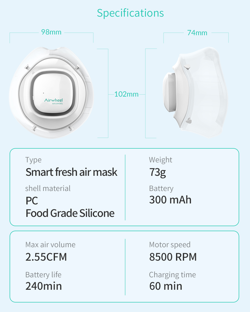 Anti-glasses Fogging Smart Electric Mask